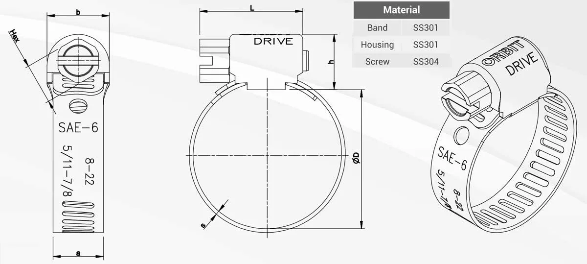 Đai siết Cổ Dê Inox 304 Orbit SAE 14 Orbit SAE Clamp tech