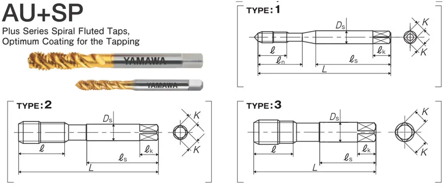 Taro Xoắn Yamawa AU+SP P2 M4x0.7 2.5P 4 Taro nen hieu suat cao Yamawa AU SP