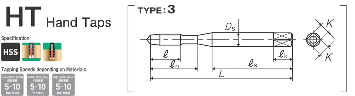 Mũi Taro Tay Yamawa HT P2 M4x0.7 1.5P 4 Yamawa hand tap HT P2 tech