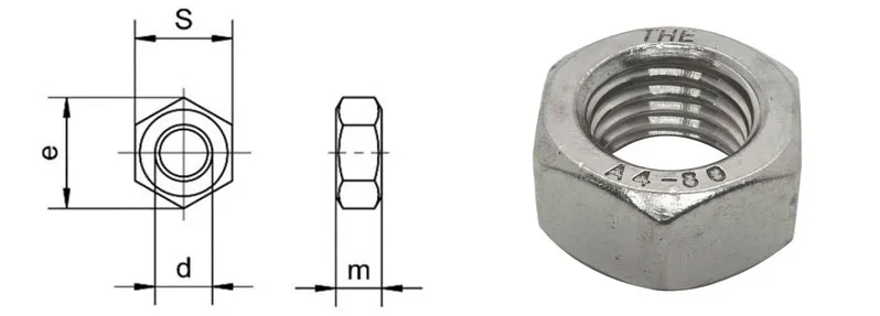 Tán Inox 316 DIN 934 M18x2.5 4 hex nut tan Inox 316 tech