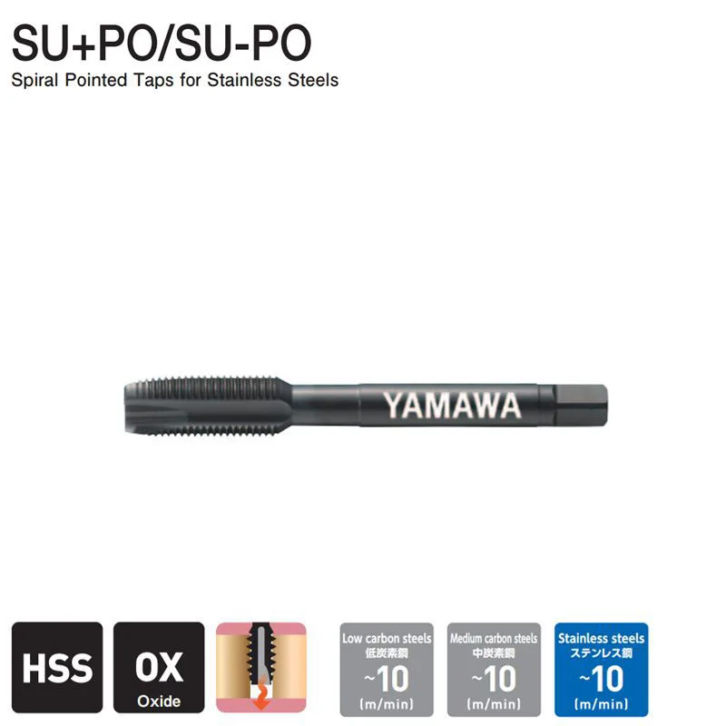 Taro Thẳng Inox Yamawa SU+PO P2 M2x0.4 4 mui taro may thang yamawa cho inox su plus po su po