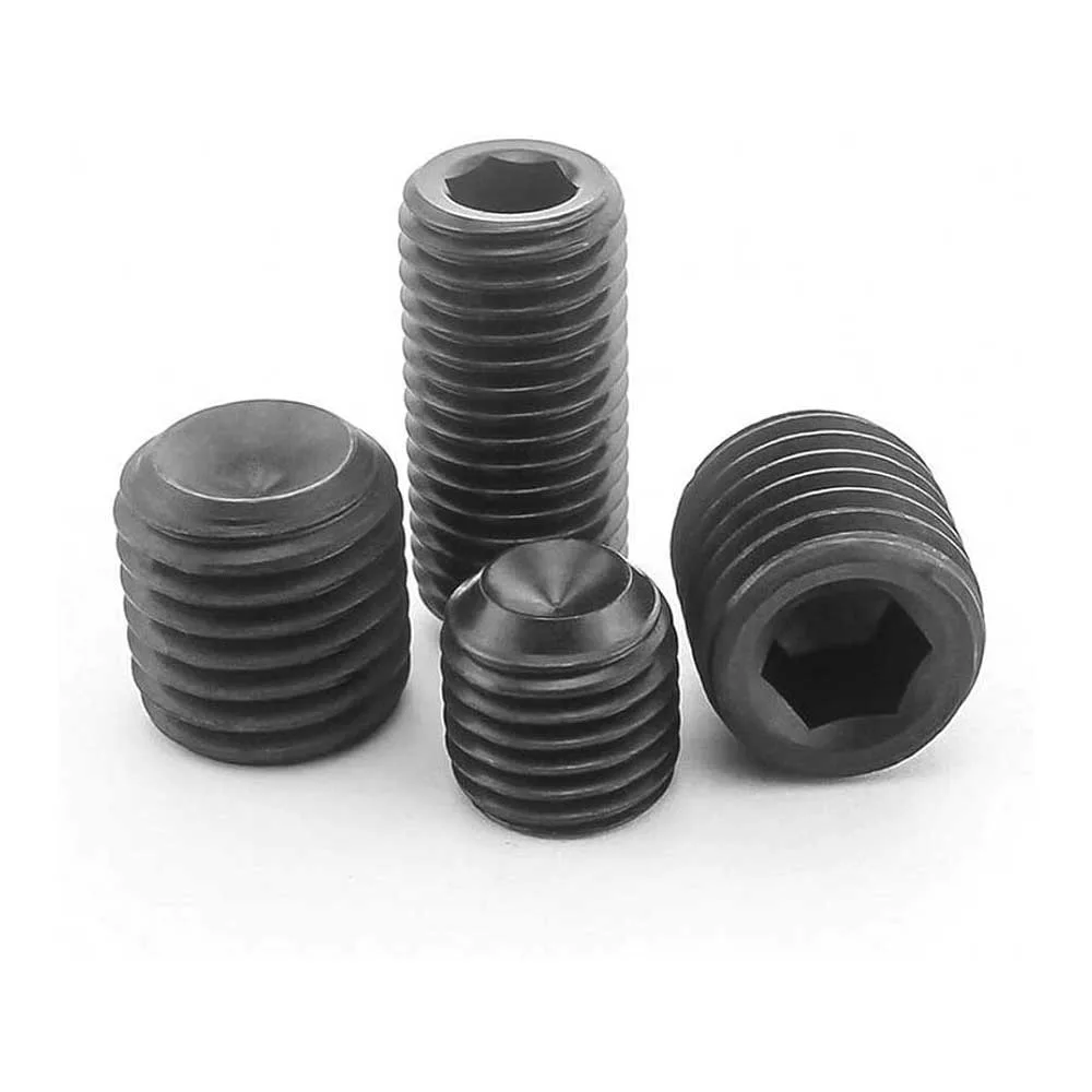 Vít Trí Đuôi Lõm Thép Đen UNF 1/4-28 4 Cup Point Hex Socket Screws Black Steel 109
