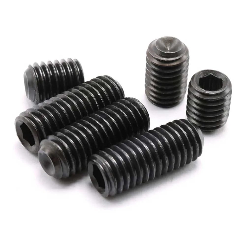 Vít Trí Đuôi Lõm Thép Đen UNF 1/4-28 6 Cup Point Hex Socket Set Screws Black Steel 109
