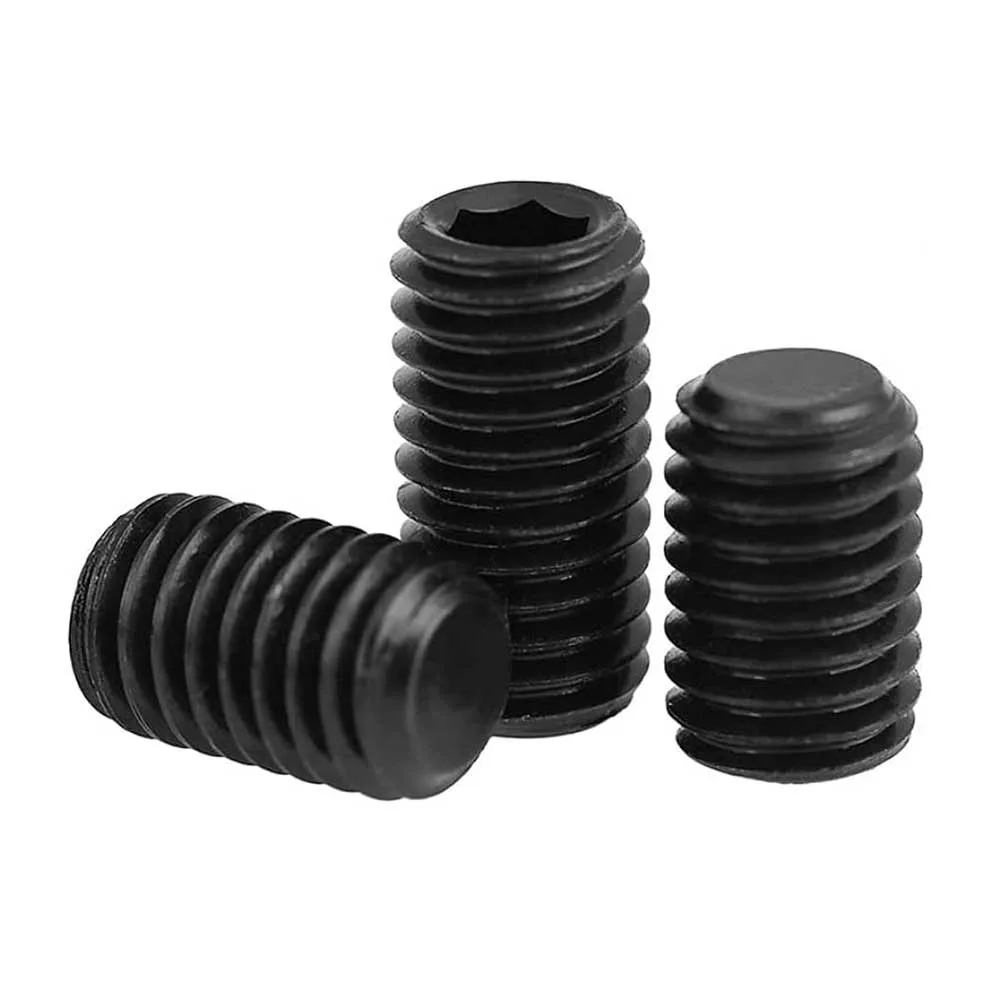 Vít Trí Đuôi Bằng Thép Đen 10.9 M12x1.75 DIN 913 2 Flat Point Socket Set Screws Black Steel 109