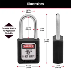 1 Master Lock 410BLK Safety Padlock