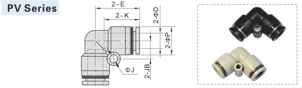 Co Nối 90 Độ Khí Nén AirTac PV10 12 Push in fitting Airtac PV tech