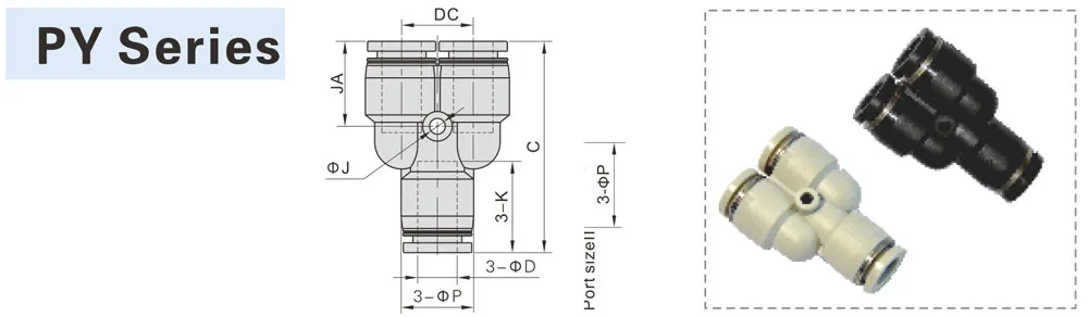 Đầu Nối Chữ Y Khí Nén AirTac PY10 12 Push in fitting Airtac PY tech
